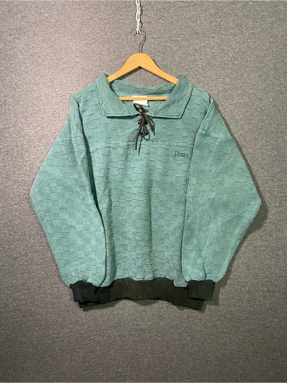 Vintage Shaker Sport Lace Up Sweatshirt Mens Large Sage Green Made in Canada
